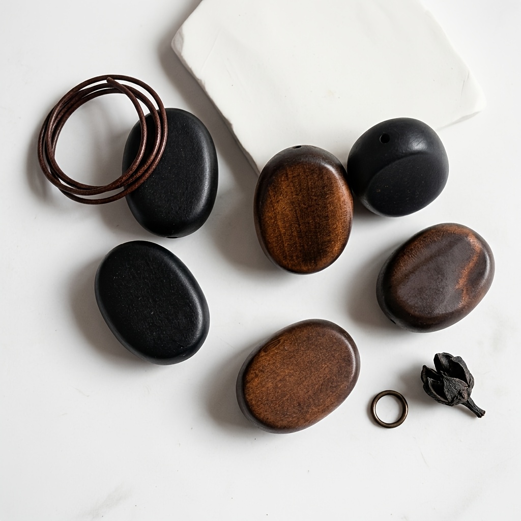 Dark Brown and Black Wooden Pendants for DIY Crafting
